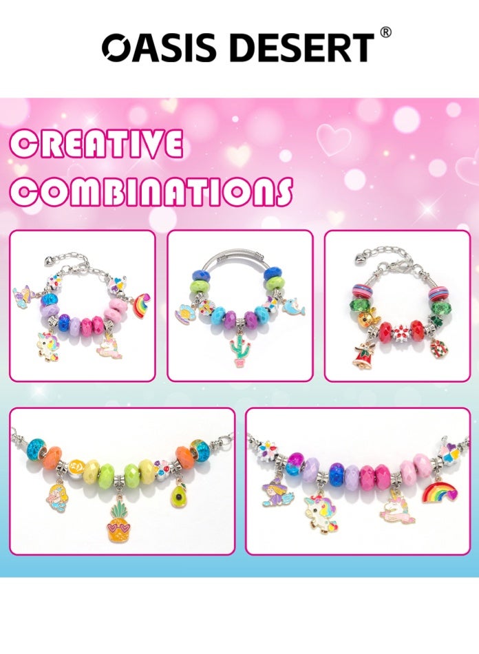 OASIS DESERT 58-Piece DIY Jewelry Bracelet Making Kit, Unicorn Handmade Gift Set, Comes with Gift Bag and Storage Box - Image 3